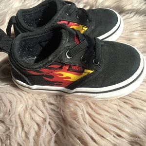 Black Toddler Vans Sz 5 Flame Design slip on shoes